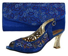 Free shipping,2016 Hot sale Italian design pu leather sandal shoes and bag sets with 708-3 African pumps matching with handbag