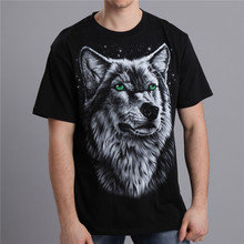 Rock Hip Hop Man Animal Wolf Printed 3D T shirt Men New Black 100% Cotton O Neck Tops Tees 2016 Summer Mens Clothes MT-14125