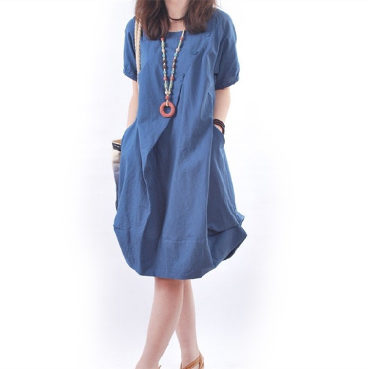 2016 New summer font b maternity b font dresses cotton and linen plus size women s