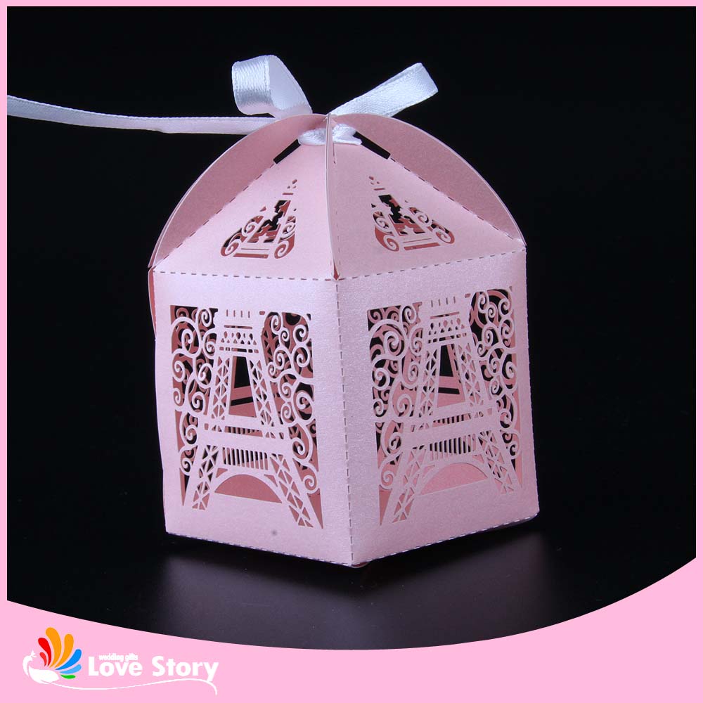 50pcs Eiffel Tower Laser Cut Candy Box Wedding Favor Box Party