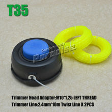 T35 M10 * 1.25 izquierda rosca TAP N GO cabezal de corte desbrozadora con 2 unids 2.4 MM X 10 M luz giro amarillo de la línea de corte