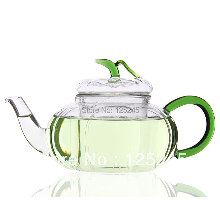 hand made heat resistant glass teapot glass tea pot with infuser pumpkin shape 700ML