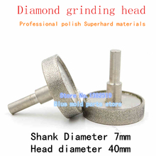 2 unids Diamond eléctrico cabeza de pulido 7 * 40 mm herramienta abrasiva del diamante diamante muela materiales Superhard profesional polaco