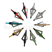 12pcs bow and carbon arrow hunting broadheads 100grain 3 blades blue arrowhead tip for take down