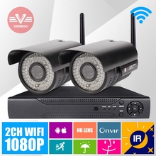 2CH Video Surveillance System 2pcs 1920 * 1080P HD Wireless waterproof IP Cam 4CH H.264 Onvif NVR With 2TB HDD