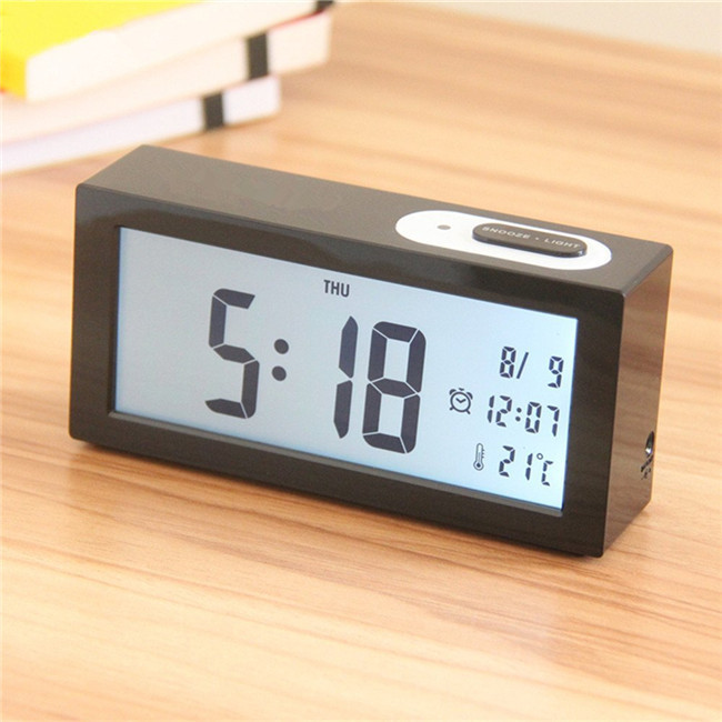 Digital Alarm Clock With Backlight Snooze Function Display Calendar Thermometer6