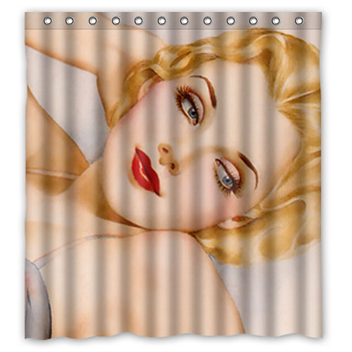 Sexy Pin Up Blonde Elegant Light Colored Custom Shower Curtain Bathroom Decor Free Shipping