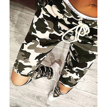 2016 New Military Trousers For Women Full Length Ripped Skinny Pencil Pants Female Sports Fitness Camouflage Slim Pants