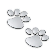 120 pairs lot Wholesale 3d dog paw car auto sticker decals badge black Car styling