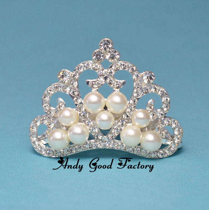 30pcs/lot Gold/silver Handmade Bling Alloy Rhinestone Crown Button For Headbands Artificial Metal Flatback Pearl Wedding Tiara