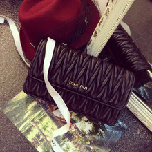 bolsas de marca New designer clutch famous brand women bag pleated hasp gold chain day clutch high quality PU lady shoulder bag