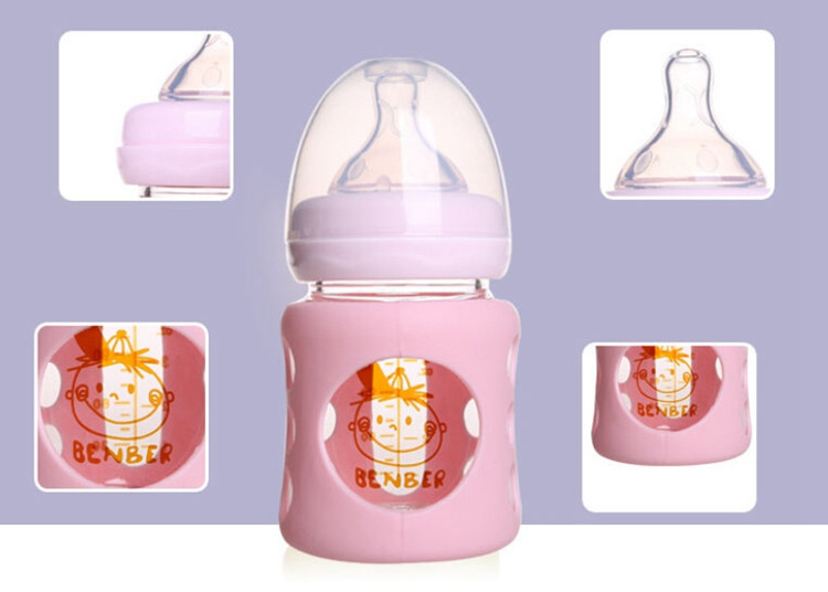 Thermostability Glass Baby Milk Bottle With Wide Mouth Nuk Baby Feeding Bottle 120ml Small Feeder Kit Mamadeiras Nuk For Kids (2)