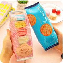 Korean Creative Macaron Cracker School Pencil Case Cute PU Leather pen bag Kawaii Stationery pouch office school supplies zakka