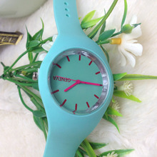 Free shipping 2015 Fashion Ice cream color Ultra thin fashion gift silicone watch Geneva silicone Wristwatch