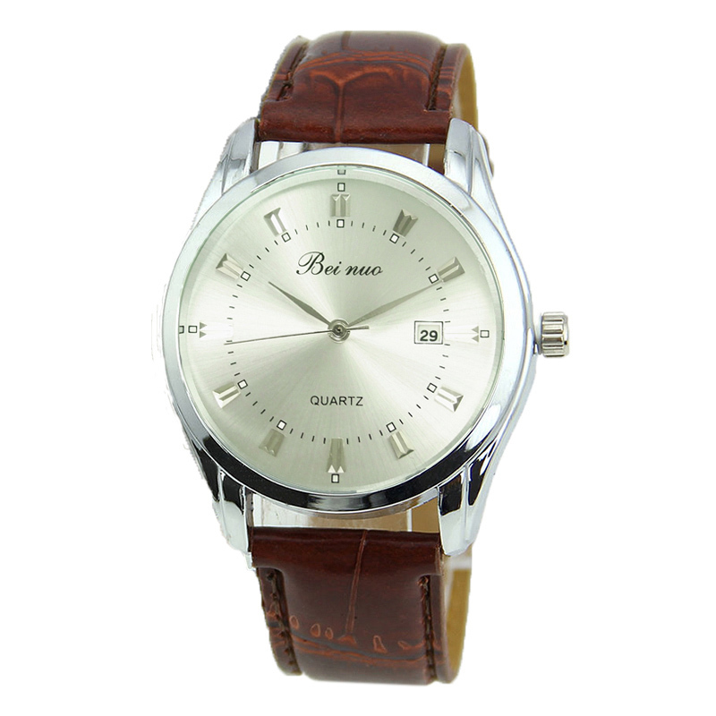 Vintage Stainless Steel Calendar Dial Leather Men s Business Quartz Wrist Watch L05897