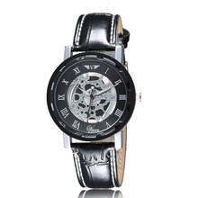 2015 venda del cuero genuino reloj hombre esqueleto único reloj de cuarzo mujer moda negocios vestido reloj de pulsera reloj deportivo