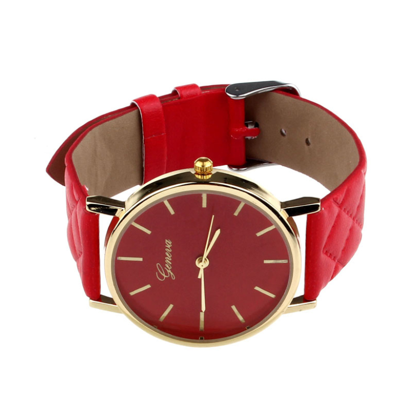 Creative 2015 Fashion Style Unisex Casual Geneva Watch Checkers Faux Leather Quartz Analog Wrist Watch