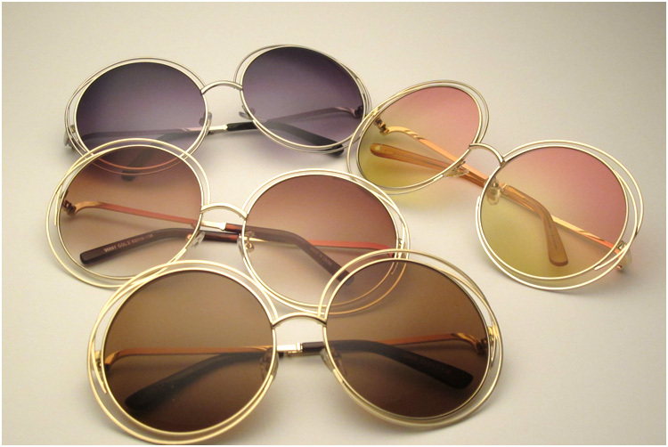 2015 NEW High quality Elegant Round Wire Frame Sunglasses Women mirror gradient Glasses shades Oversized Eyeglasses