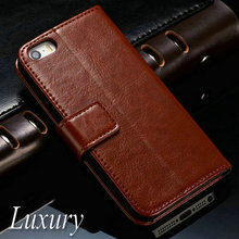 Luxury Retro PU Leather Case for iPhone 5 5S Phone Bag Flip Stand Design Cover with