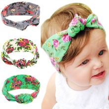 2016 Hot Baby Tie Knot Headband Printing Kids Girls Hair Accessories Toddler Turban Headwrap Summer Style Headwear bandeau bebe