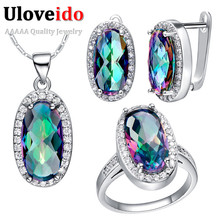 5 Color 50% off Rhinestone Crystal Bridal ceremony African Pattern Silver Jewelry Reward Models Necklaces Earrings Ring for Ladies T482 Ulove