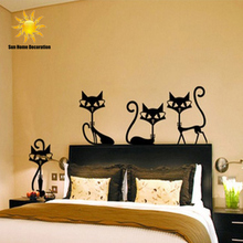 Mix Wholesale Order 4 Black Fashion Cat Stickers Living Room Decor Tv Wall Decor Child Bedroom Vinyl Wall Stickers