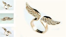 18K Gold plated Angel wings Opening Adjustable Rings For New 2015 Fashion Jewelry Anillos