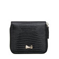 Desginer Top Layer Cowhide Small Wallet Women Fashion Lizard print Purse Metallic Bowknot Ornament Concise Zipper