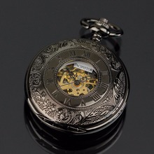 PACIFISTOR Pocket Watches Steampunk Wind Up Vintage Pocket Watch for Men Relojes 2015 Gift Mechanical Skeleton