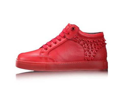 2015 new arrive red color royaums female genuine leather with red rivts lace up outdoor casual