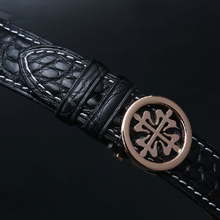 Black Alligator Watchband with white stitching Luxury Brand Watch band Straps Bracelet High Quality Men Watch Accessories 20mm