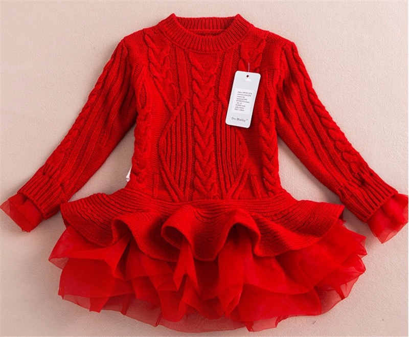 Knitted Sweater Dress Pullovers Sweaters With Lace Shrugs Dresses Crochet Long Free Shipping 2015 Autumn Winter Wholesale Kids (16)