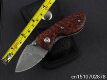 New mini snake wood-grain Damascus outdoor camping knife pocket pocket knife free shipping