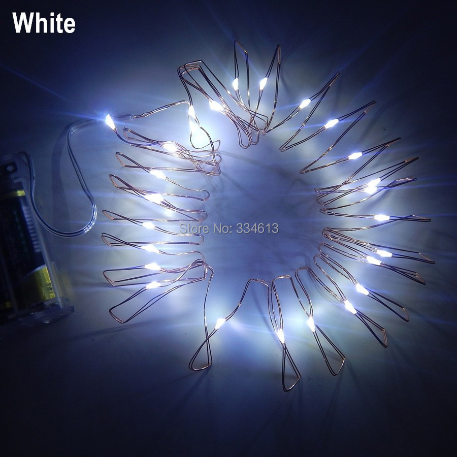 7 Colors 3M 30 LEDs Battery operated LED Starry Lights Copper Wire String Lights Indoor Outdoor ...