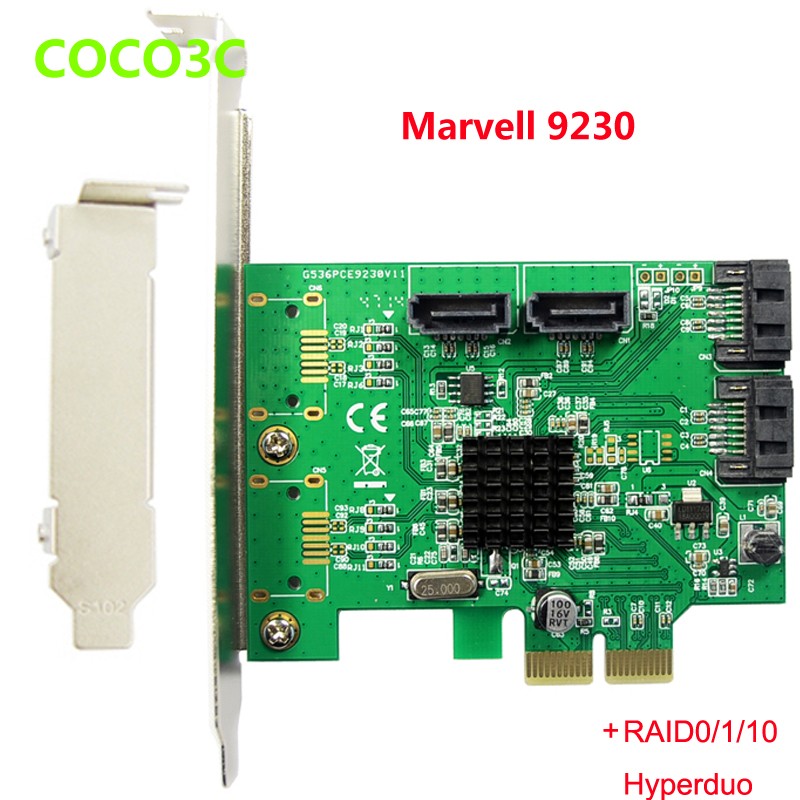 Marvell 88SE9230 Chip 4 Port SATA 6Gbps PCI-e Card RAID 0 1 10 Hyperduo ...