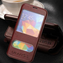 luxury original case for samsung galaxy s5 s 5 i9600 by fashion pu leather holster view phone flip window retro stand bag cover