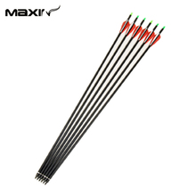 6pcs lot Replaceable Arrowhead 30 75cm Archery Carbon Arrows Suppliers Mixed Carbon Spine 500 for compound