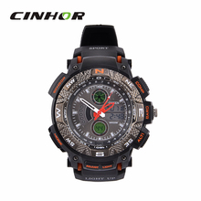 Ohsen AD1310 del deporte de hombre analógico + Digital cuarzo reloj de pulsera negro + naranja ( 1 x CR-2025 )