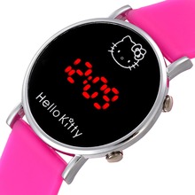 Multi Color Fashion Cartoon Watch Hello Kitty Watch for Girls Kid Children Casual Silicone Digital LED Quartz Wristwatches Reloj