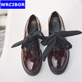 Women Patent leather Fretwork Vintage Flat Oxford Shoes Woman 2017 Fashion British style Brogue Oxfords women