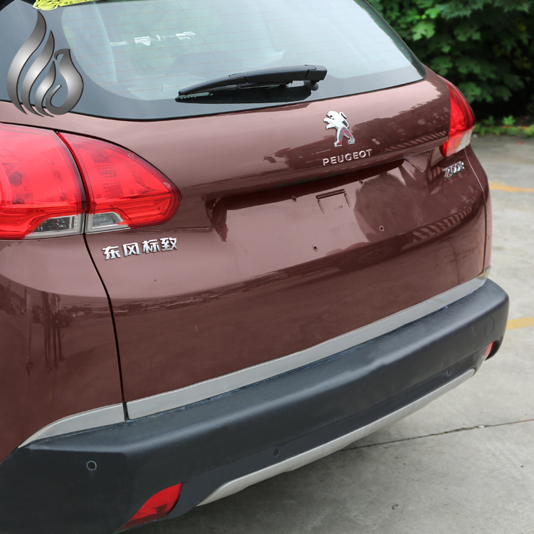 High quality Car rear truck box Stainless steel Exterior parts trim 3pcs for Peugeot 2008 accessoreis
