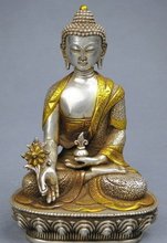 21CM 18TH C TIBET SILVER STATUE OF MEDICINE BUDDHA 100% free shipping