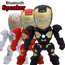 2016 Portable Mini Speaker Iron Man Bluetooth Wireless Speakers with LED Flashing Light Stereo Hifi Sound Box TF USB MP3 Player