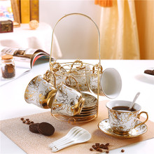 free shipping Achevement fashion coffee ceramic coffee cup set 6 cup dish rack quality black tea water cup