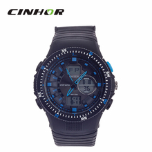Ad1303 con estilo impermeable multifunción analógico + Digital exhibición mujeres de reloj de pulsera – negro + azul