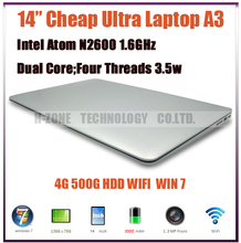 Russia Only!EMS Free Ultra Slim Laptop Notebook Computer 14.1 Inch Intel Atom D2500 Dual Core 1.86GHz DDR3 2GB RAM 320GB HDD
