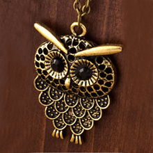 Vintage Women Owl Pendant Neclace Long Sweater Chain Jewelry Golden Antique Silver Bronze Charm fashion free