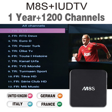 2016 new IPTV box SKY IT UK DE M8S Android Iptv Box With 1 Year Iudtv Iptv Include 900 Channels Free shipping