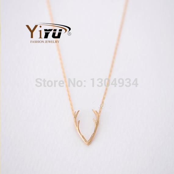 2015 New Fashion Brand European and American Jewelry Simple Elegant Horn Necklace Antler Pendant Christmas Gift