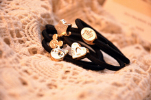10pcs 10style 55mm Gold Plated Black Elastic Ponytail Holders Hair Accessories For Girl Women Rubber Band